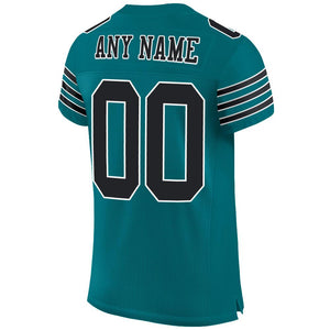 Custom Teal Black-White Mesh Authentic Football Jersey - Fcustom