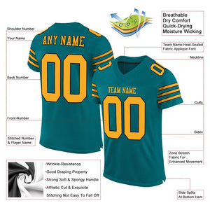 Custom Teal Gold-Black Mesh Authentic Football Jersey - Fcustom