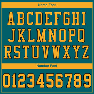 Custom Teal Gold-Black Mesh Authentic Football Jersey - Fcustom