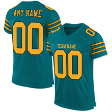 Load image into Gallery viewer, Custom Teal Gold-Black Mesh Authentic Football Jersey - Fcustom
