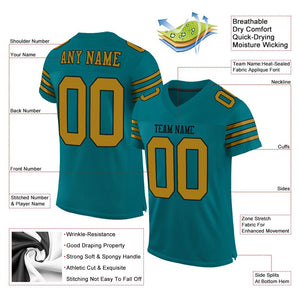 Custom Teal Old Gold-Black Mesh Authentic Football Jersey - Fcustom