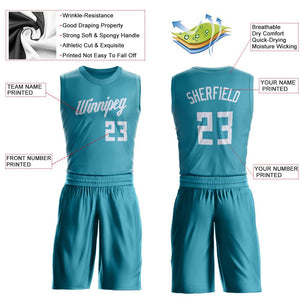 Custom Teal White Round Neck Suit Basketball Jersey - Fcustom