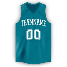 Load image into Gallery viewer, Custom Teal White V-Neck Basketball Jersey - Fcustom
