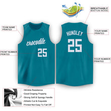 Load image into Gallery viewer, Custom Teal White Round Neck Basketball Jersey - Fcustom
