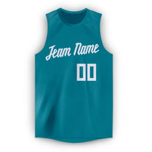 Load image into Gallery viewer, Custom Teal White Round Neck Basketball Jersey - Fcustom
