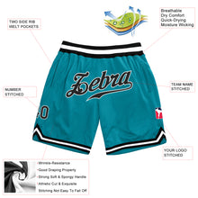 Load image into Gallery viewer, Custom Teal Black-White Authentic Throwback Basketball Shorts
