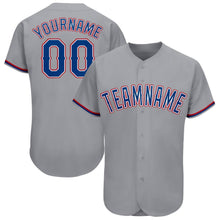 Load image into Gallery viewer, Custom Gray Royal-Red Baseball Jersey
