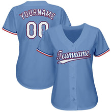 Load image into Gallery viewer, Custom Light Blue White-Red Baseball Jersey
