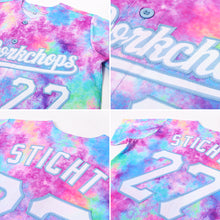 Load image into Gallery viewer, Custom Tie Dye White-Light Blue 3D Watercolor Gradient Authentic Baseball Jersey
