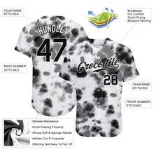 Load image into Gallery viewer, Custom Tie Dye Black-White 3D Steel Authentic Baseball Jersey
