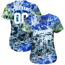 Load image into Gallery viewer, Custom Tie Dye White-Light Blue 3D Authentic Baseball Jersey
