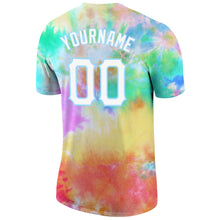 Load image into Gallery viewer, Custom Tie Dye White-Light Blue 3D Performance T-Shirt
