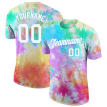 Load image into Gallery viewer, Custom Tie Dye White-Light Blue 3D Performance T-Shirt
