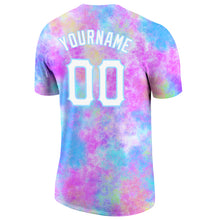 Load image into Gallery viewer, Custom Tie Dye Watercolor Gradient White-Light Blue 3D Performance T-Shirt
