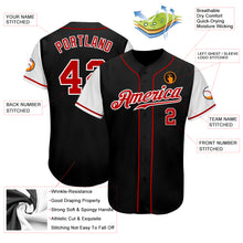 Load image into Gallery viewer, Custom Black Red-White Authentic Two Tone Baseball Jersey
