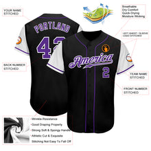 Load image into Gallery viewer, Custom Black Purple-White Authentic Two Tone Baseball Jersey
