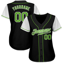 Load image into Gallery viewer, Custom Black Neon Green-White Authentic Two Tone Baseball Jersey
