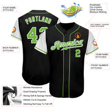 Load image into Gallery viewer, Custom Black Neon Green-White Authentic Two Tone Baseball Jersey
