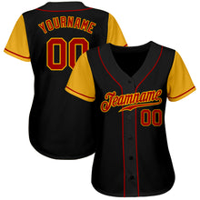 Load image into Gallery viewer, Custom Black Red-Gold Authentic Two Tone Baseball Jersey
