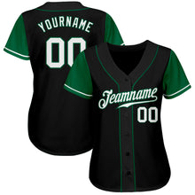 Load image into Gallery viewer, Custom Black White-Kelly Green Authentic Two Tone Baseball Jersey
