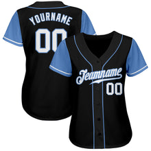Load image into Gallery viewer, Custom Black White-Light Blue Authentic Two Tone Baseball Jersey
