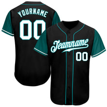 Load image into Gallery viewer, Custom Black White-Teal Authentic Two Tone Baseball Jersey
