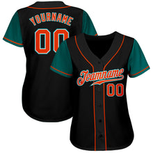Load image into Gallery viewer, Custom Black Orange-Teal Authentic Two Tone Baseball Jersey

