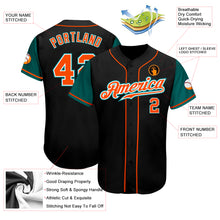 Load image into Gallery viewer, Custom Black Orange-Teal Authentic Two Tone Baseball Jersey
