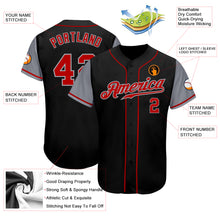 Load image into Gallery viewer, Custom Black Red-Gray Authentic Two Tone Baseball Jersey
