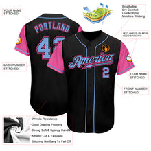 Load image into Gallery viewer, Custom Black Light Blue-Pink Authentic Two Tone Baseball Jersey
