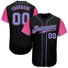 Load image into Gallery viewer, Custom Black Light Blue-Pink Authentic Two Tone Baseball Jersey
