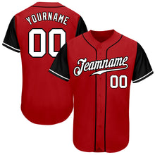 Load image into Gallery viewer, Custom Red White-Black Authentic Two Tone Baseball Jersey
