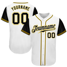 Load image into Gallery viewer, Custom White Black-Gold Authentic Two Tone Baseball Jersey
