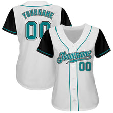 Load image into Gallery viewer, Custom White Teal-Black Authentic Two Tone Baseball Jersey
