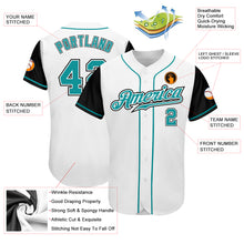Load image into Gallery viewer, Custom White Teal-Black Authentic Two Tone Baseball Jersey
