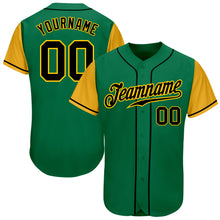 Load image into Gallery viewer, Custom Kelly Green Black-Gold Authentic Two Tone Baseball Jersey
