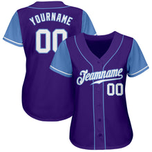 Load image into Gallery viewer, Custom Purple White-Light Blue Authentic Two Tone Baseball Jersey
