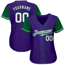 Load image into Gallery viewer, Custom Purple White-Kelly Green Authentic Two Tone Baseball Jersey
