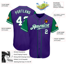 Load image into Gallery viewer, Custom Purple White-Kelly Green Authentic Two Tone Baseball Jersey
