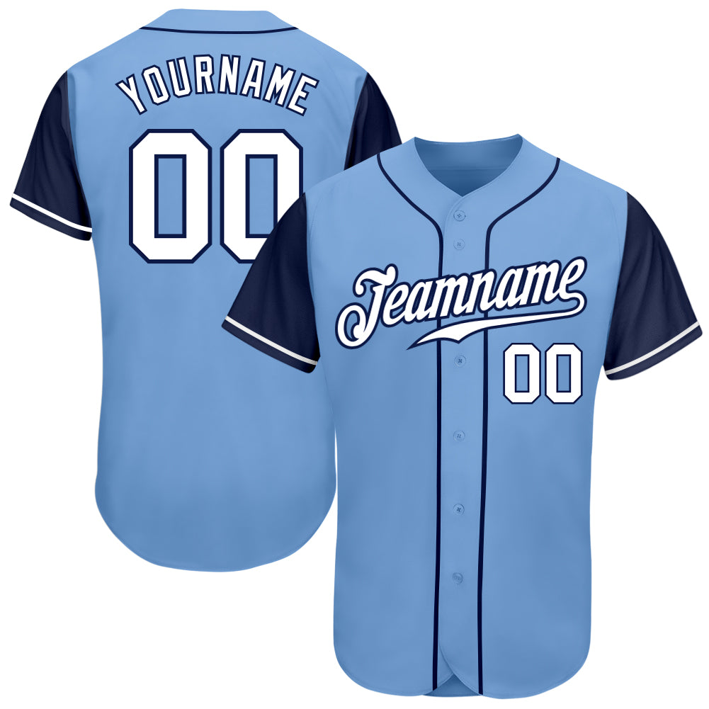 Custom Light Blue White-Black Authentic Baseball Jersey Clearance –  FanCustom