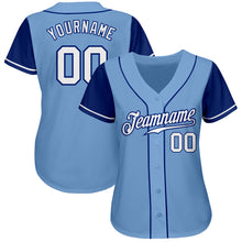 Load image into Gallery viewer, Custom Light Blue White-Royal Authentic Two Tone Baseball Jersey
