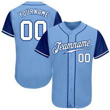Load image into Gallery viewer, Custom Light Blue White-Royal Authentic Two Tone Baseball Jersey
