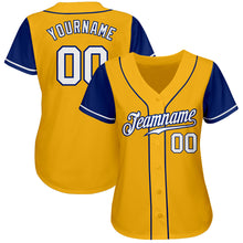 Load image into Gallery viewer, Custom Gold White-Royal Authentic Two Tone Baseball Jersey
