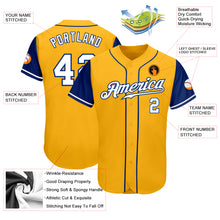 Load image into Gallery viewer, Custom Gold White-Royal Authentic Two Tone Baseball Jersey

