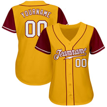 Load image into Gallery viewer, Custom Gold White-Crimson Authentic Two Tone Baseball Jersey
