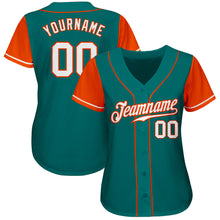 Load image into Gallery viewer, Custom Teal White-Orange Authentic Two Tone Baseball Jersey
