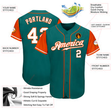 Load image into Gallery viewer, Custom Teal White-Orange Authentic Two Tone Baseball Jersey
