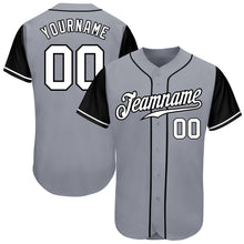 Load image into Gallery viewer, Custom Gray White-Black Authentic Two Tone Baseball Jersey
