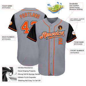 Custom Gray Orange-Black Authentic Two Tone Baseball Jersey