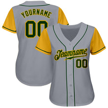 Load image into Gallery viewer, Custom Gray Green-Gold Authentic Two Tone Baseball Jersey
